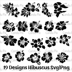 HIBISKUS SVG, HIBISKUS SVG schneiden Dateien für Cricut, Hibiskus Clipart, Hibiskus Silhouette SVG 19 Designs