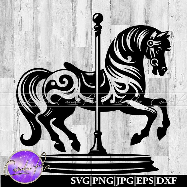 Carousel Horse Svg, Theme Park Svg, Carousel Horse Png, Theme Park Png, Carousel Horse Dxf, Theme Park Dxf, Circus Party, Festival Party