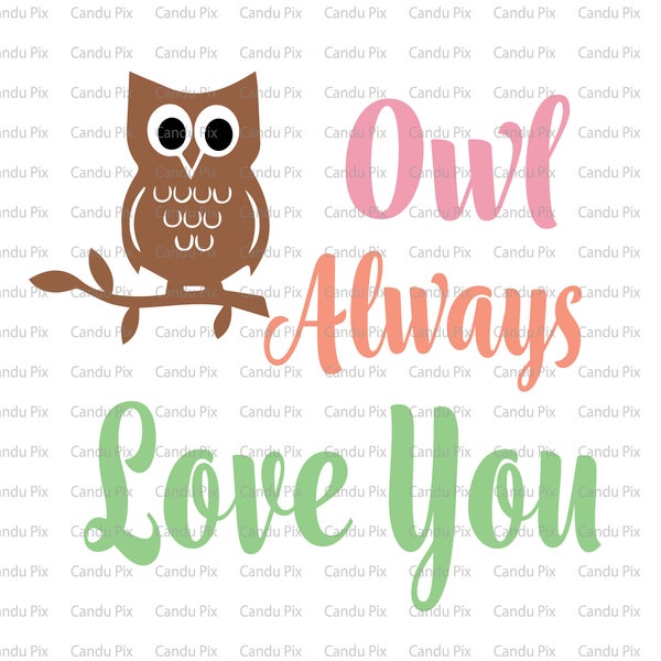Owl will always love you SVG, Owl will always love you  PNG, Eps, Dxf, Jpg, Vector Cute Owl will always love you Cut By Color Clipart