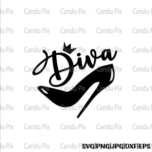 Diva Stiletto Heels Corona Svg, Diva Svg, Diva Heels Png, Diva Png, Cricut, Diva Heels Crown Cut File, Licencia Comercial
