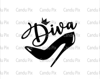 Diva Stiletto Heels Crown Svg, Diva  Svg, Diva Heels Png, Diva  Png,  Cricut, Diva Heels Crown Cut File, Commercial License