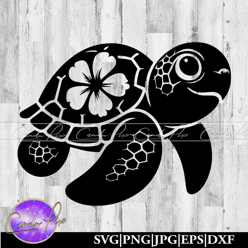 Sea Turtle Svg, Hibiscus Svg, Sea Turtle Png, Hibiscus Png, Hawaii Trip, Hawaii Svg, Vacation Svg, Tropical Flower, Svg Png Dxf Eps Jpg image 1