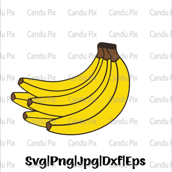 Banana Bunch Svg, Smiling Banana Svg, Cute Banana Svg, Png Eps Jpg Dxf, Svg Files For Cricut, Commercial License