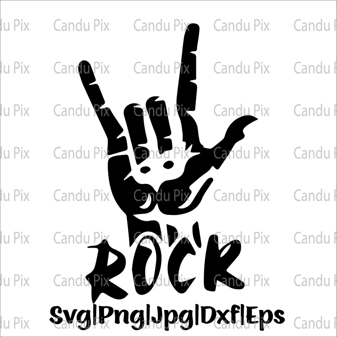 Rock and Roll Peace Svg, Png, Eps, Dxf, Jpg, Vector Cute Rock Cut by ...