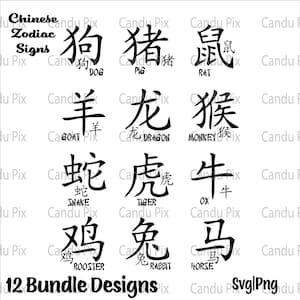 Pacote de design de signos do zodíaco chinês Svg, Astrologia Svg, Zodíaco Chinês Png, Astrologia Png, Cricut
