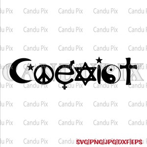 Coexister paix religion Svg, paix Svg, coexister paix Png, paix Png, Cricut, coexister paix religion couper fichier