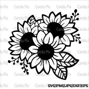 Bouquet De Girassol Svg, Bouquet Svg, Girassol Png, Bouquet Png, Cricut, Arquivo De Corte De Buquê De Girassol