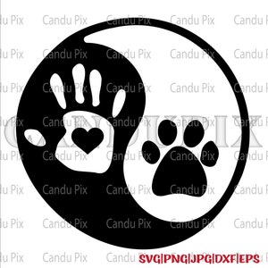 Yin Yang Human Hand Dog Paw Svg, Dog Paw Svg, Yin Yang Human Png, Dog Paw Png,  Cricut, Yin Yang Human Hand Dog Paw Cut File