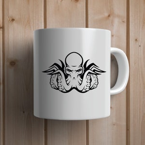 Octopus Svg, Sea Creature Svg, Octopus Png, Sea Creature Png, Svg-bestanden voor Cricut, Cut-bestand, Cricut, Png Eps Jpg Dxf, Ocean Svg, Zwart afbeelding 2