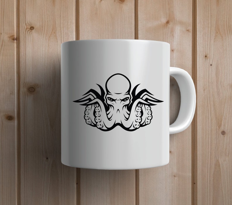 Octopus Svg, Sea Creature Svg, Octopus Png, Sea Creature Png, Svg-bestanden voor Cricut, Cut-bestand, Cricut, Png Eps Jpg Dxf, Ocean Svg, Zwart afbeelding 2