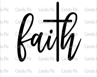 Faith Cross Svg, Faith Cross Png, Eps, Dxf, Jpg, Vector Cute Faith Cross Cut By Color Clipart
