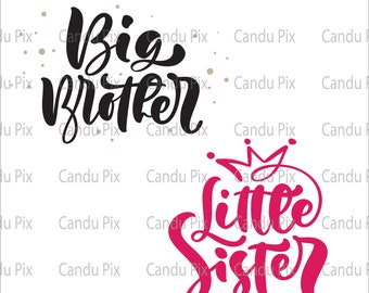 Big brother Svg, Little Sister Svg, Big brother Png, Little Sister Png, Svg Files For Cricut, Cut file, Svg Bundle, Black, Pink