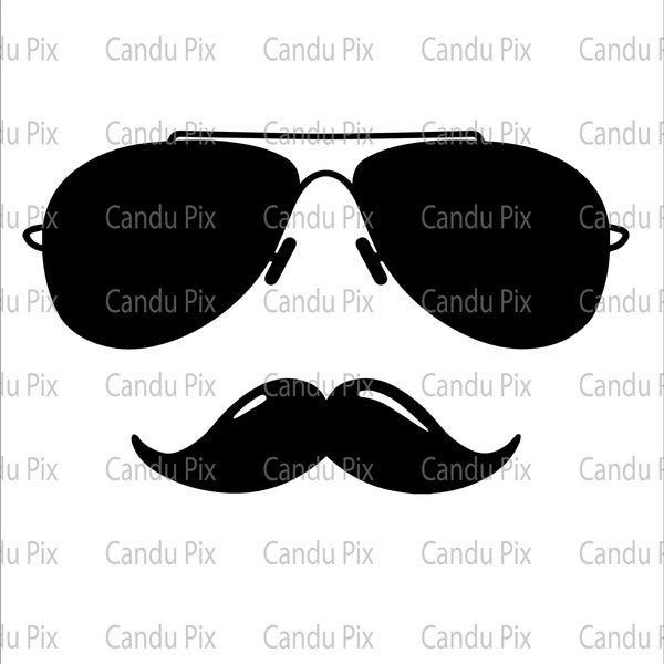 Aviator Sunglasses mustache   Svg, Aviator Sunglasses  Png, Eps, Dxf, Jpg, Vector Cute Aviator Sunglasses Cut By Color Clipart