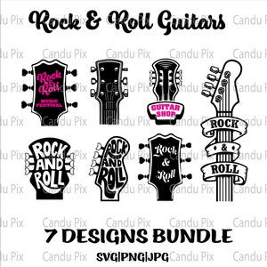 Rock Roll Guitars Design Bundle SVG, Guitare SVG, Rock Roll Png, Guitare Png, Cricut, Rock Roll Guitars Design Bundle Cut File