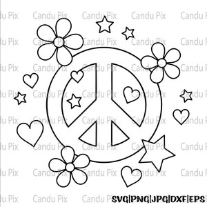 Flower Peace Sign Svg, Boho Svg, Flower Peace Png, Boho Png, Cricut, Flower Peace Sign Cut File, Licencia comercial