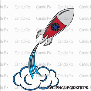 Rocket Ship Svg, Launch Svg, Rocket Ship Png, Launch Png, Pliki Svg dla Cricut, Cutfile, Png Eps Jpg Dxf, Czerwony, Niebieski