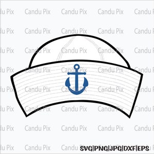 Sailor Hat Svg, sailing Svg, Sailor Hat Png, sailing Png, Anchor Svg Png, Boating Svg Png, Fishing Trip Svg, Yacht Svg, White, Blue