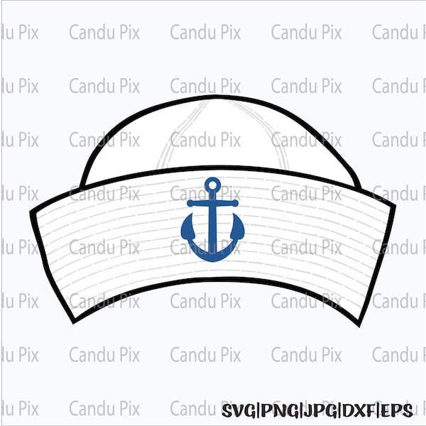 Sailor Hat Svg, sailing Svg, Sailor Hat Png, sailing Png, Anchor Svg Png, Boating Svg Png, Fishing Trip Svg, Yacht Svg, White, Blue