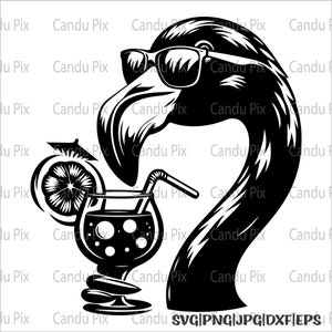 Flamingo Svg, Sunglasses Svg, Flamingo Png, Sunglasses Png, Flamingo Dxf, Sunglasses Dxf, Vacation Png, Vacation Svg, Silhouette