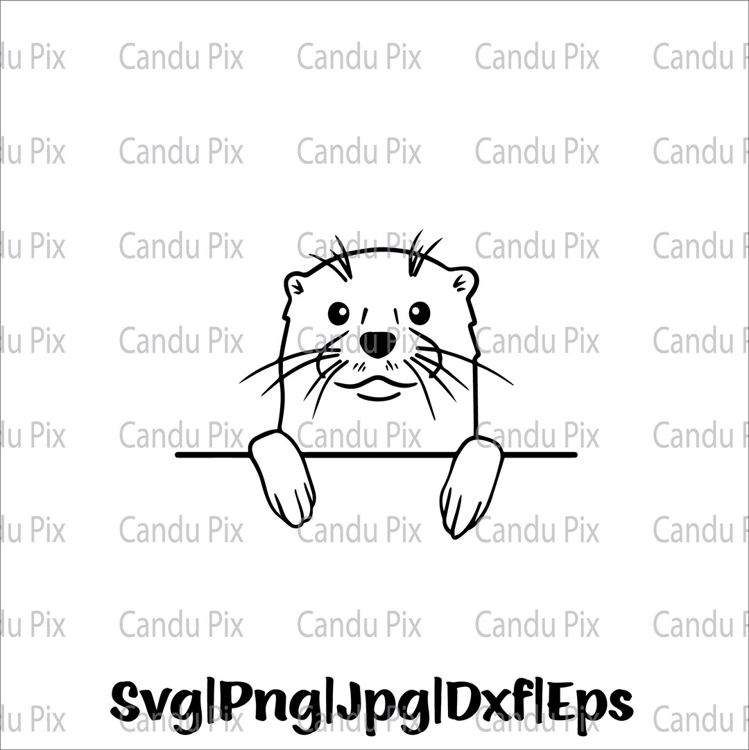 Otter Svg, Smiling Otter Svg, Cute Otter Svg, Png Eps Jpg Dxf, Svg