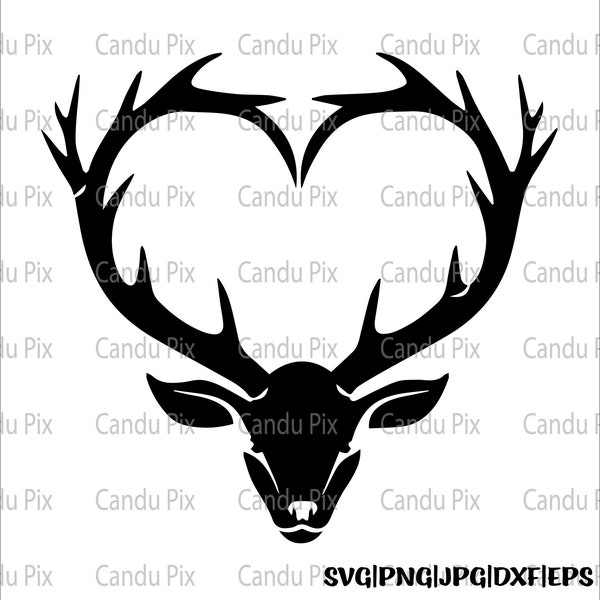 Deer Heart Love Svg, Antler  Svg, Deer Heart Png, Antler  Png,  Cricut, Deer Heart Love Cut File