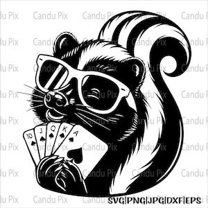 Poker Skunk Svg, Poker Skunk Png, Poker Skunk Dxf, Royal Flush, Poker Svg, Poker Png, Four Aces, 1 Layer Cut File, Silhouette