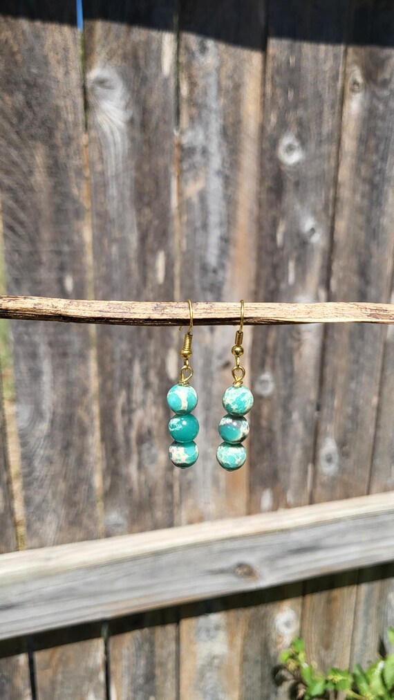 オーシャンジャスパーイヤリング - Etsy 日本