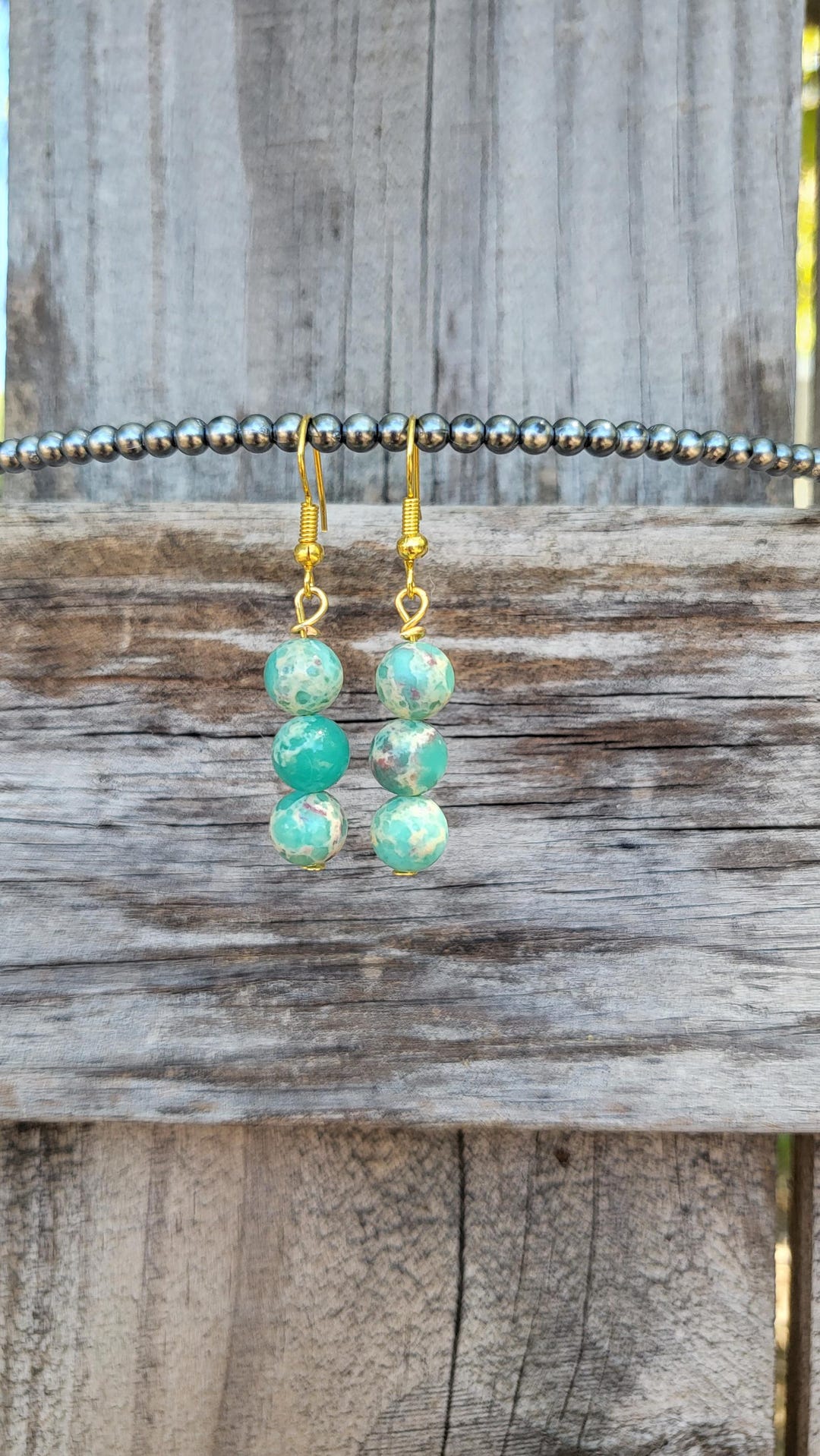 オーシャンジャスパーイヤリング - Etsy 日本