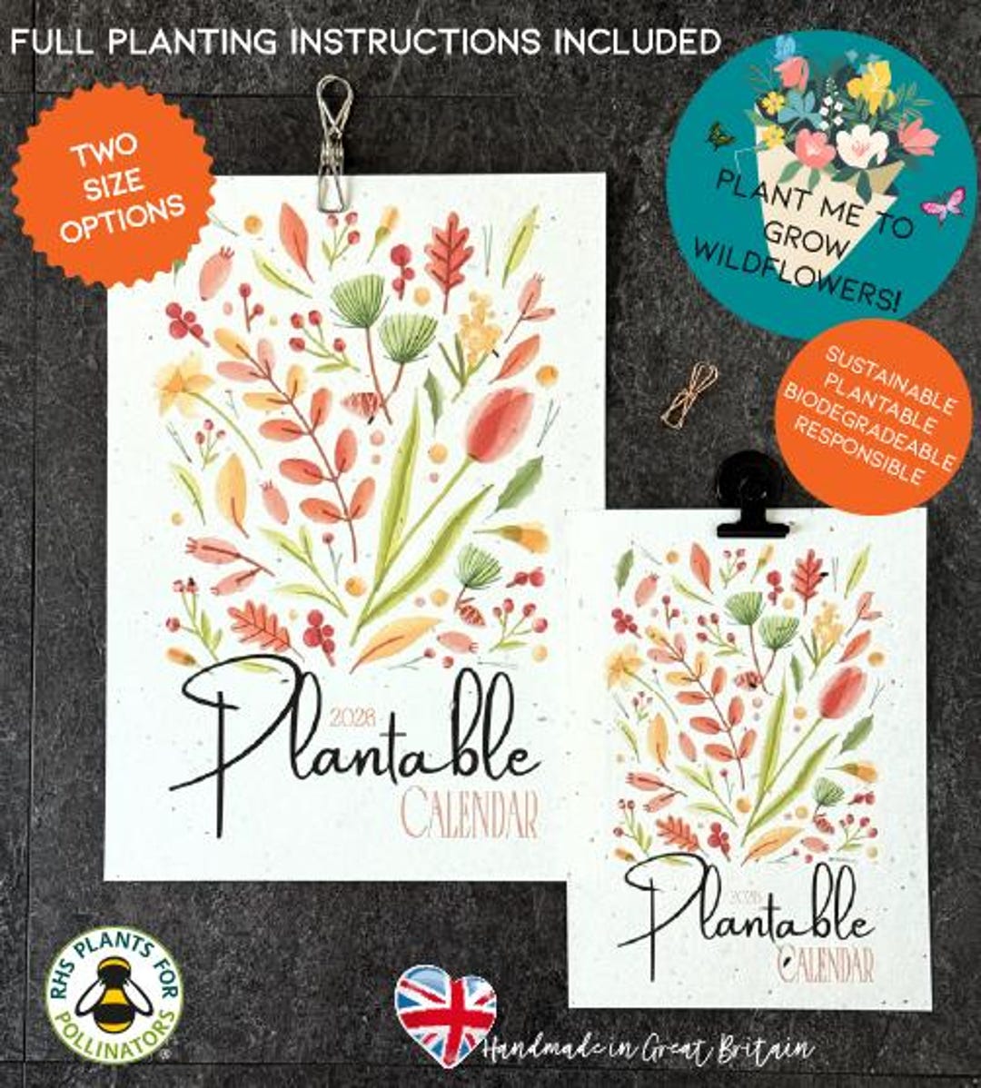 2026 Wildflower Seed Paper Plantable Calendar - Christmas Gift ...