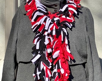 Fleece fringe scarf, tri-color