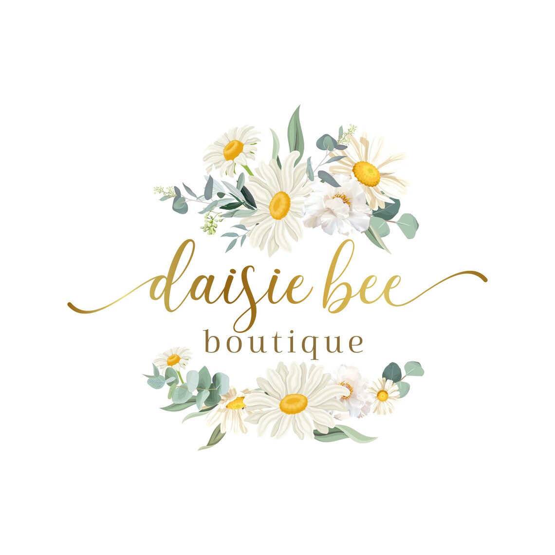 Daisy Logo Pink Blossom Flower Logo Design Premade Logo White Boutique