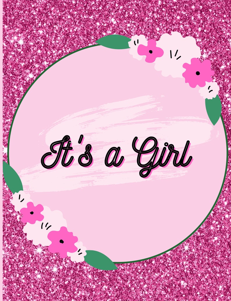 Pink Themed Baby Print Baby Shower Cards Baby Shower Decoration Printable Wall Art It/'s a Girl Digital Print Page