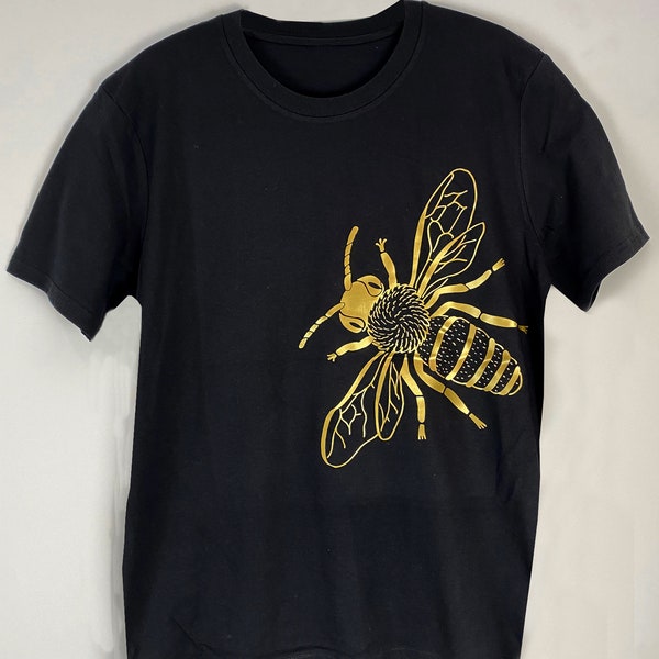Save The Bee Designer Graphic T-shirt - Black