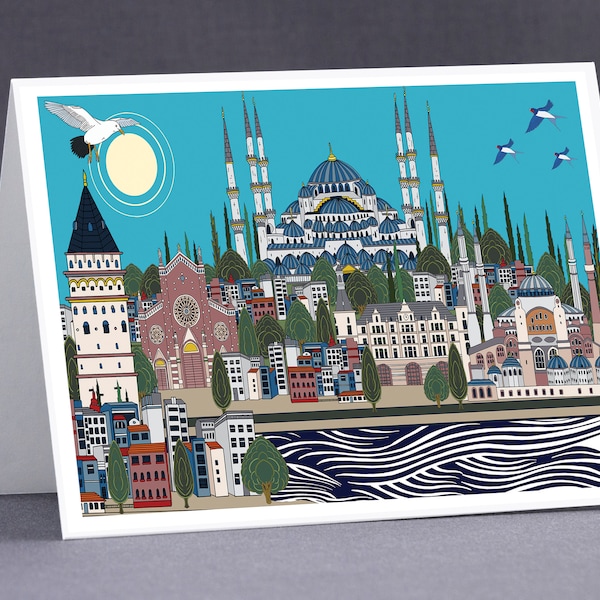 Towers, Trees & Minarets of Istanbul - Greeting Card