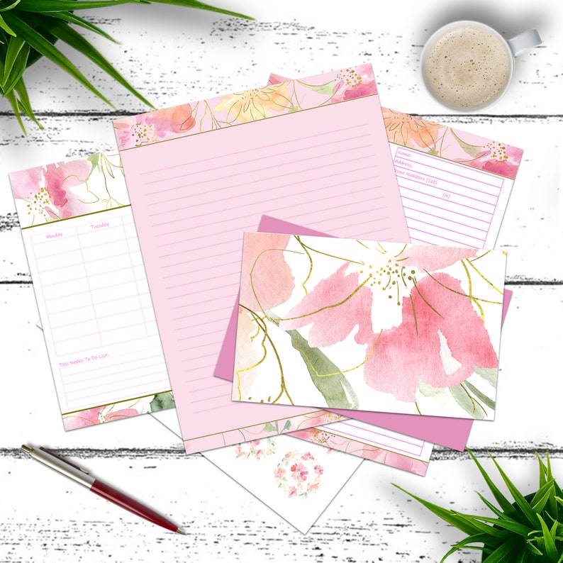 18 Item Pink Stationery Set. 18 Items in All. Complete Etsy