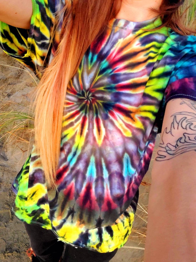 Electric Spiral Ice Dyed Tie Dye Shirt Rainbow Spiral - Etsy