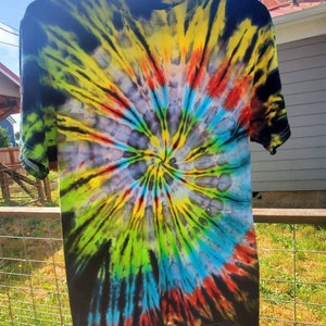 Electric Spiral Ice Dyed Tie Dye Shirt Rainbow Spiral - Etsy