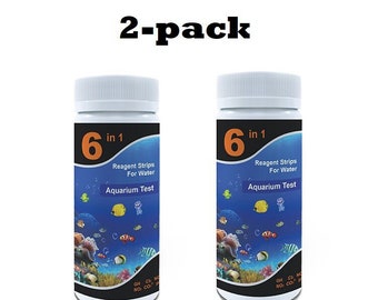 2 PACK 6-in-1 Aquarium Water Test Strips 100 count Freshwater/Saltwater Test Kit