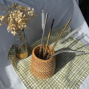 Set of 3 Metal Straws stainless steel reusable gold silver