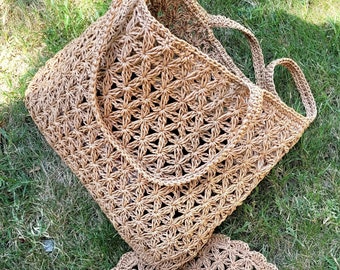 Crochet Raffia Tote Bag: Large Straw Hobo Bag