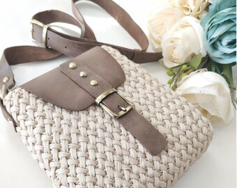 Handmade Leather Bag, crochet bag with Leather, leather tote bag, handmade Unique gift bag, Crochet  Designed Shoulder bag