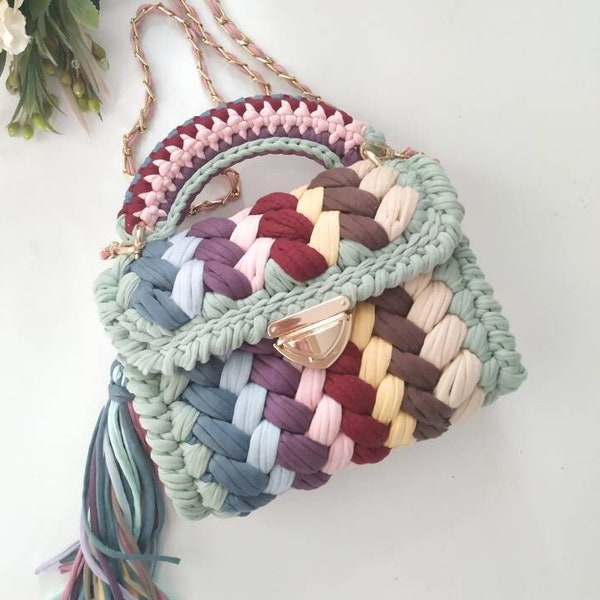 Colorful Crochet bag, Hand knit bag, crochet  multicolor bag, crochet handbag, Hand woven bag, crochet Luxury bag, handmade gift bag