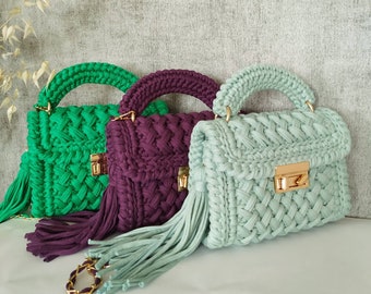 Bolso hecho a mano Crochet elegante bolso tejido a mano bolso de lujo de hombro bolso tejido a mano bolso de ganchillo bolso de regalo hecho a mano regalo para ella