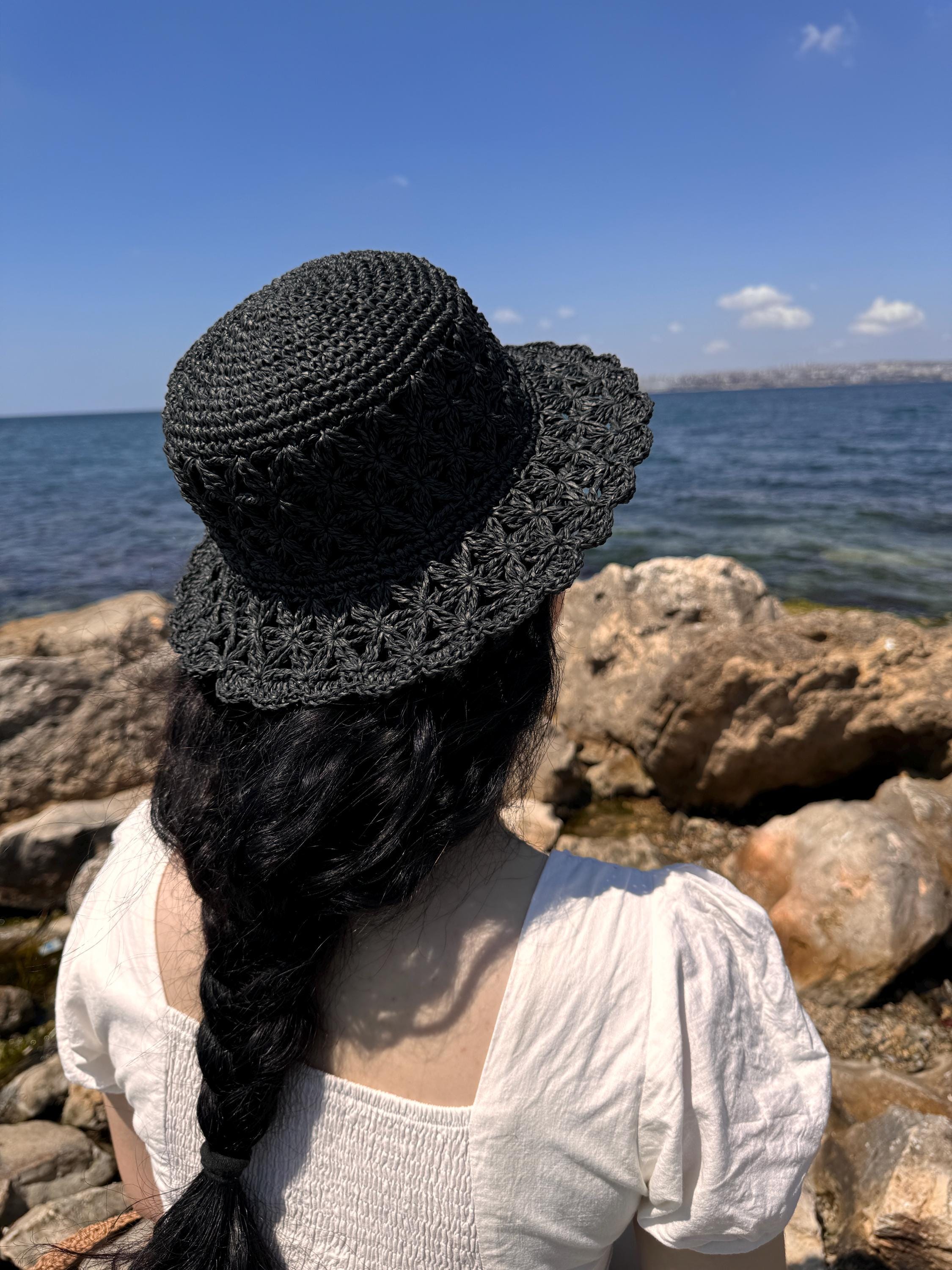 Raffia Bucket Hat, Women's Sun Hat, Great for Beach, Summer
