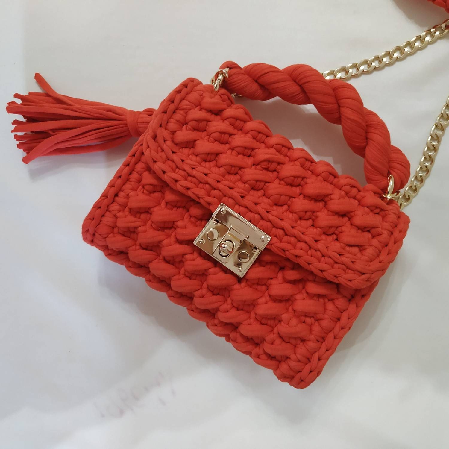 Handmade Women Girls T - Shirt Yarn Crochet Handbags, Shoulder Bag NEW