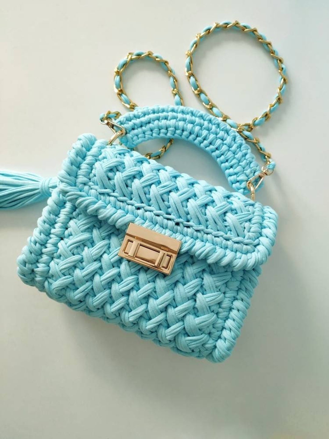 Crochet Bag, Knitted Hand Bag, Crochet Shoulder Bag, Capri Bag ...