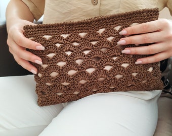 Handmade clutch bag | Raffia clutch bag | Straw bag | Women’s Envelope Bag | Natural Wicker Clutch purse | Knit Purse | Crochet handbag