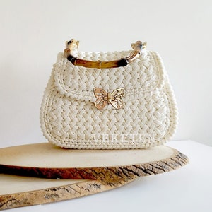 Bolso hecho a mano de diseño especial, Bolso de punto elegante, Regalo para ella, Bolso de ganchillo, Bolso elegante con asa superior, Regalo para esposa, Regalo para madre