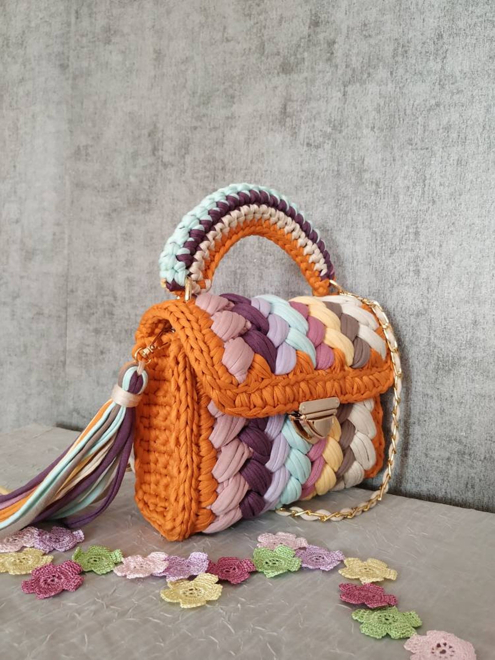 Handmade Bag Crochet Multicolor Crochet Bag Crochet Handbag Etsy