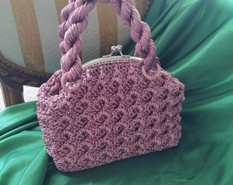 Handmade Bag, Crochet Bag, kiss lock purse, Hand Knitted bag,  Personalized Gift, luxury bag, Hand Woven Bag, gift for her